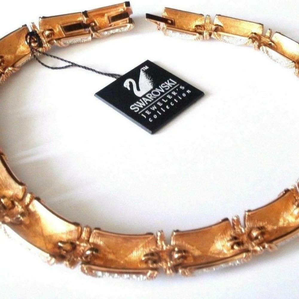 Swarovski Signed Gold Plated Necklace - Picture 2 of 2